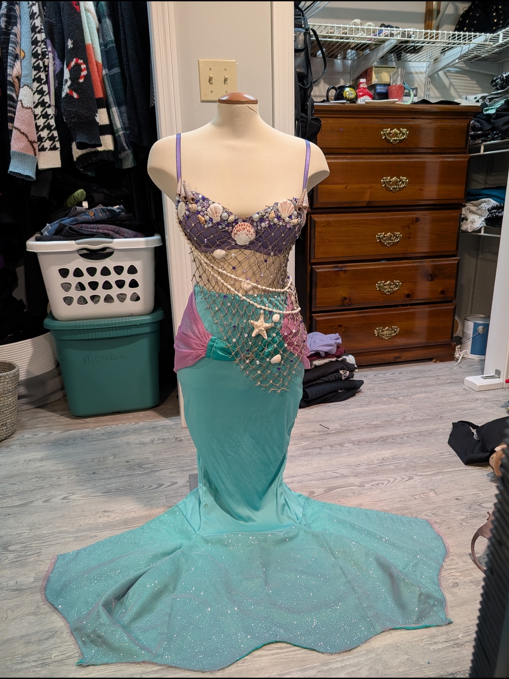 Mermaid Costume with Shell Accents in Teal & Purple